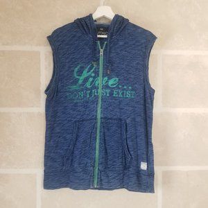 Buffalo David Bitton Men's Fidel Sleeveless Hoodie Vest Full Zip Size Medium